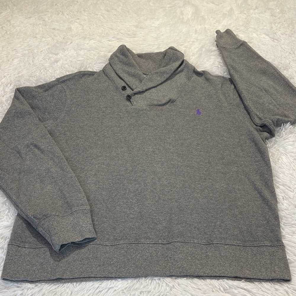 POLO BY Ralph Lauren Gray Turtleneck /BUTTON PULLOVER Sweater MENS SIZE L